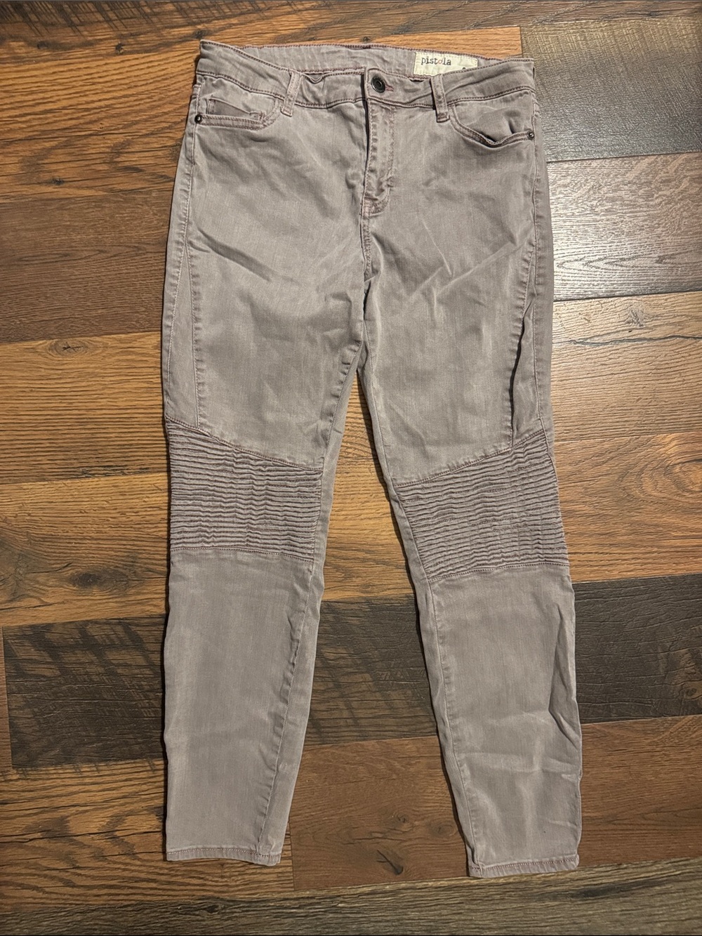 Dusty Mauve Ribbed Knee Skinny Jeans.